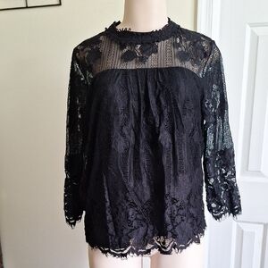 🎁NY&Co Soho Black Lace Top Size M